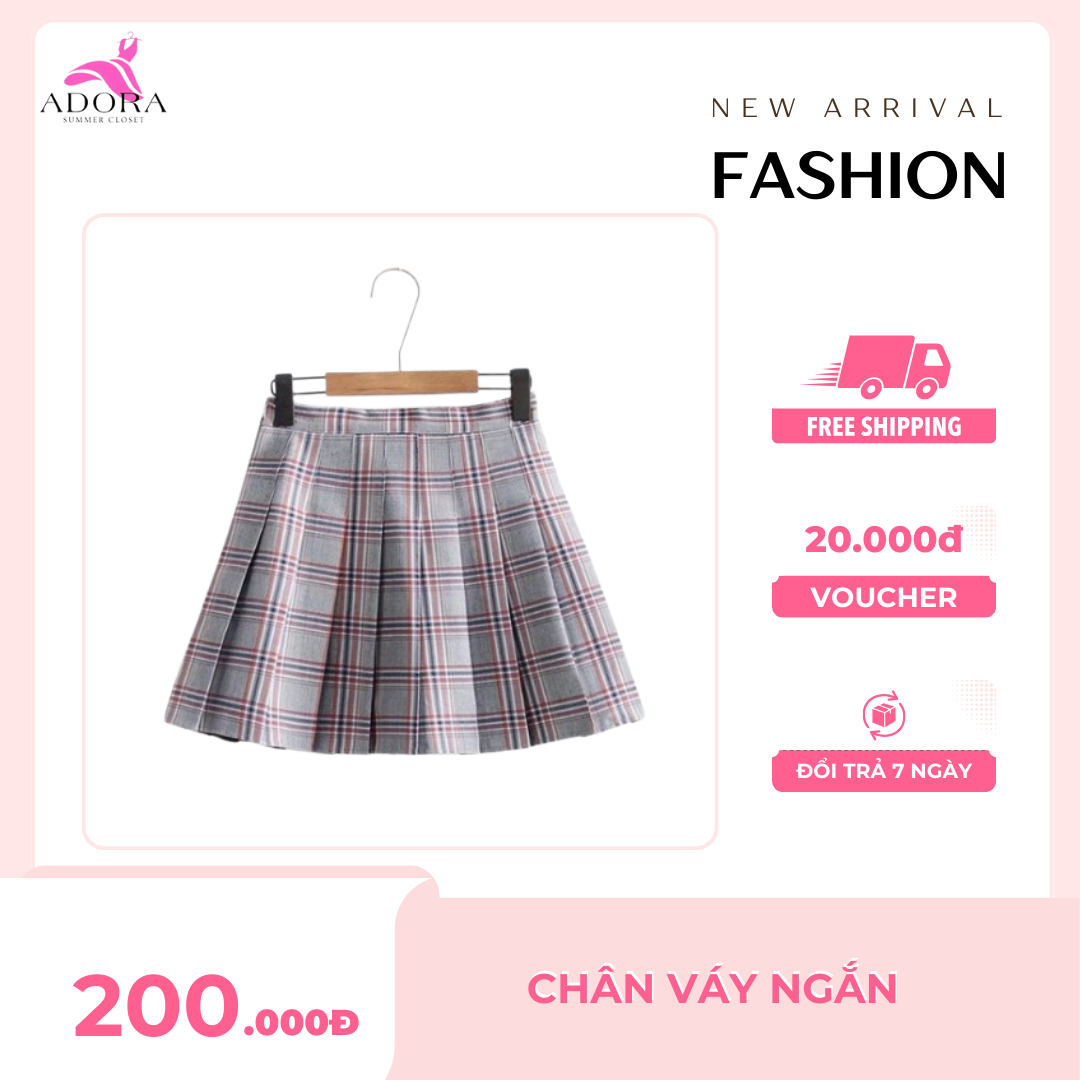 Chân Váy xếp ly caro vải dạ dày dặn